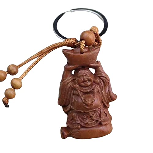 XIALON Porte-clés en palmier en bois de pêche avec pendentif en forme de lotus, blanc, Large