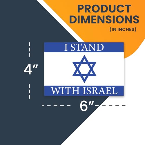 Image of Magnet Me Up I Stand with Israel Israeli Flag Magnet Decal, 4x6 Inches, Blue and White, Heavy Duty Automotive Magnet for Car, Truck, SUV, or Any Other Magnetic Surface