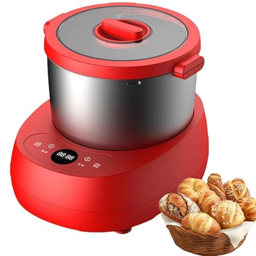 Electric Automatic Small Spiral Dough Mixer, 5L Pizza Doughs Maker, Stainless Steel Flour Mixer, Multifunctional Dough Kneading Machine red