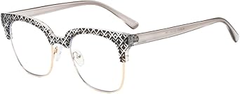 Shiratori Vintage Retro Half Frame Horn Rimmed Optics 43mm Clear Lens Glasses