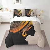 Feelyou African Woman Comforter Set Queen Size 7 Pieces Girls Ethnic Afro Bed in a Bag Women Traditional Exotic Bedding Set for Kids Teens Bed Set with Comforter, Sheet Set, Pillowcases, Pillow Covers