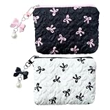 Elegante design a fiocco. Ogni trousse piccola nel set è decorata con un elegante fiocco che conferisce un tocco delicato e femminile. Come borsa per il trucco piccola con un look minimalista ed elegante, si adatta perfettamente a qualsiasi outfit e diventa un accessorio adorabile per ogni donna.