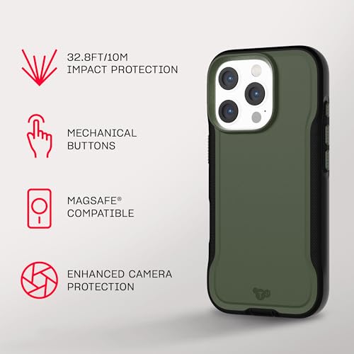 Image of Tech21 EvoPro for iPhone 16 Pro Compatible with MagSafe - Impact Protection Case 21x Military Standard Tested - in Khaki /Black