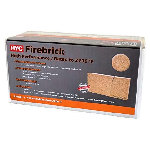 HY-C HTFB-R3 Medium-Duty Firebricks, 9" x 4-1/2" x 1-1/4", 3 per Box, Light Brown Cover