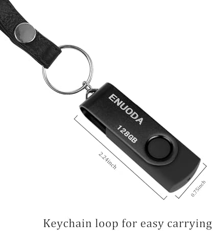 128GB 플래시 드라이브 ENUODA 1팩 썸 드라이브 128GB 회전 디자인 USB 2.0 메모리 스틱 데이터 저장 점프 드라이브 펜 드라이브 노트북 PC 컴퓨터용 (블랙) — 사진 6