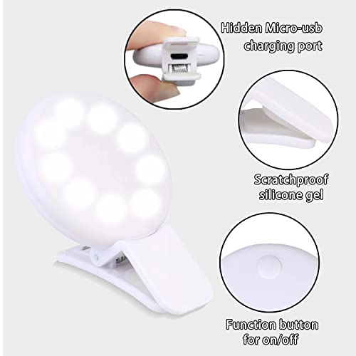 Ring Light of Pocket-Size: Rechargeable Small Ring Light for Phone, Laptop & Makeup - Perfect for Small & Adults, Portable Selfie Light (White)