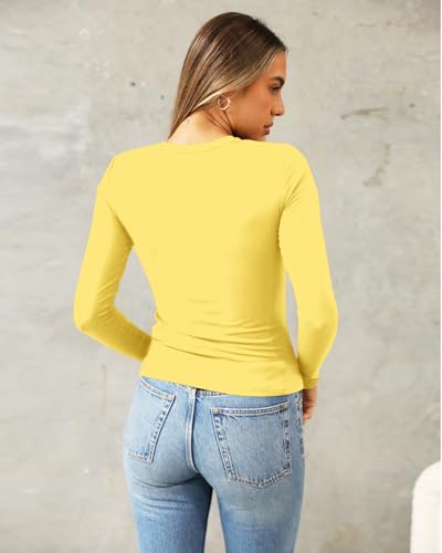 Image of Abardsion Women's Slim Lightweigh Long Sleeve T Shirts | Fall Clothes 2026 Casual Basic Crewneck Going Out Crop Tops Y2K