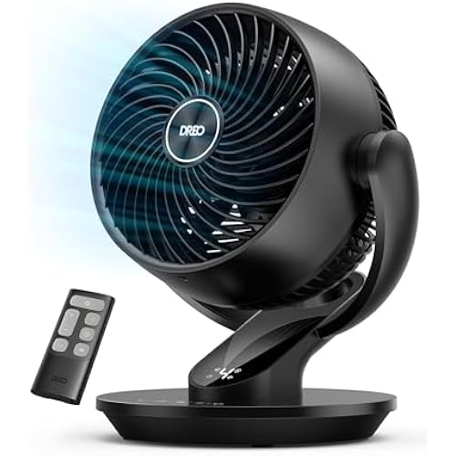 DREO Fan for Bedroom, 13-Inch Oscillating Table Air Circulator Fan for Whole Room, 120° Tilt Adjustment, 25dB Ultra-Quiet, 75ft Powerful Airflow, 4 Speeds Desk Fans with Remote for Home, Office