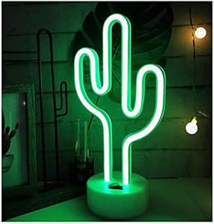 ENUOLI Cactus Lights Neon Signs LED Cactus Neon Lights Night Lights with Pedestal Room Decor Battery USB Operation Cactus Lamps Neon Signs Light Up Children's Room Bedroom Wedding Party Christmas