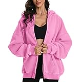 FAIABLE Womens Mens Zip Up Hoodie Oversized Acid Wash Hoodies Heavyweight Distress Cotton Fleece Zipper Hoodie Vintage Zip Washed Hoodie Sweatshirt Light Pink
