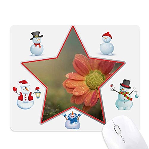 Tapis de souris bonhomme de neige étoile et fleurs rouge foncé, cadeau idéal