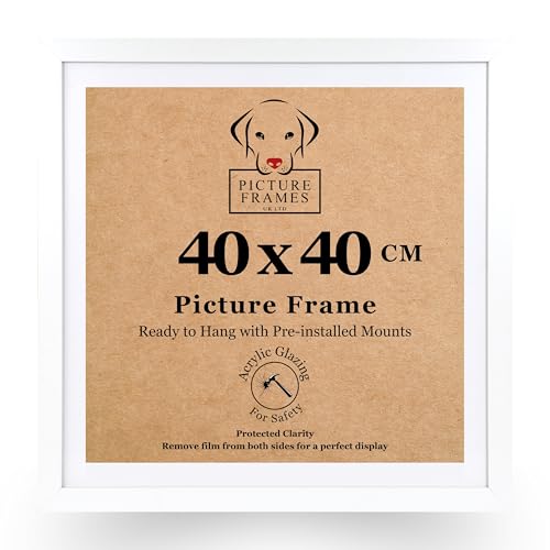 40 x 40 CM White Picture Frame for Home and Office - Square Picture Frames, White Picture Frames for Wall, Hanging Photo Frame, 40cm x 40cm Picture Frame