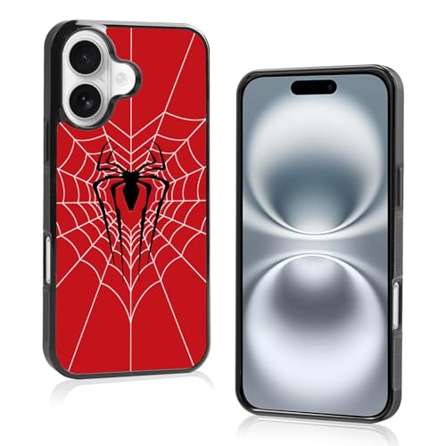 JKLASD Spider Cases Compatible with iPhone 16,Cool Red Spider Webs Pattern Phone Case for Women Men Soft TPU Shockproof Protective Case Cover