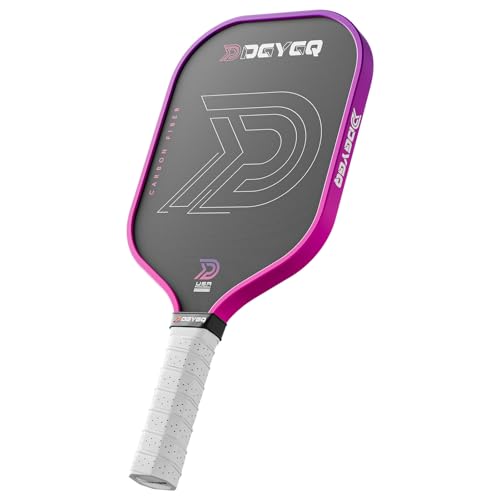 DGYGQ Professional Carbon Fiber Pickleball Paddle-16mm, Superior Control, Strong Power and Forceful Spin with 16mm Honeycomb Core Pickleball Rackets (Pink and Purple)