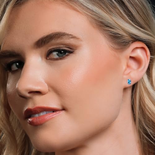 Gem Stone King 14K Gold Gemstone Birthstone Oval Stud Earrings | Oval 6X4MM | Gold Earrings For Women Men | Fine Jewelry Gifts for Her Mom Women Wife4