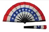 U.S. Flag Fan 13 inch Large - Vibrant Color Durable Polyester American Flag Folding Fan with Plastic Rib for Parties, Events, Sports, Parades. (USA 2, 13x25 INCH)