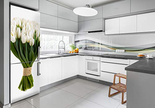 Cubierta para refrigerador autoadhesiva oculta imperfecciones con tulipanes 3
