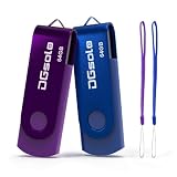 64GB USB Flash Drive 2-Pack, DGsolo Blue/Purple Thumb Drives + Lanyards
