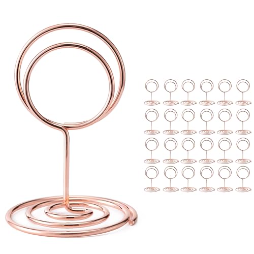 Image of Table Number Holders, 26PCS Place Card Holder, Photo Holder (2 inch Rose Gold) | Cards Stand Name Menu Clips, Small Size Table Sign Card Holders for Centerpieces Wedding Birthday Party