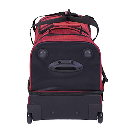 FUL Tour Manager Deluxe 30in Rolling Duffel Bag, Split Level Storage, Red