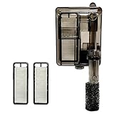 Turchongeco Compact Hang-On Back Aquarium Filter 53 GPH for Up to 10 Gallons Fish Tank USB Powered HOB Filter with Surface Skimmer, Adjustable Flow, Replaceable Media & Fish-Safe Intake