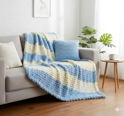 Image of ProKart Premium Blankie Wool,| Blanket Thick /Mottu Yarn Ball Suitable for Hand Knitting and Crocheting for Baby, Adult, Blankets (Aqua Blue, 100gms x 1 Pack)