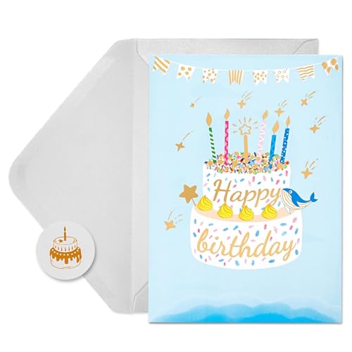 iinut Single Pack Blue Sky Birthday Card with Gold Foil,