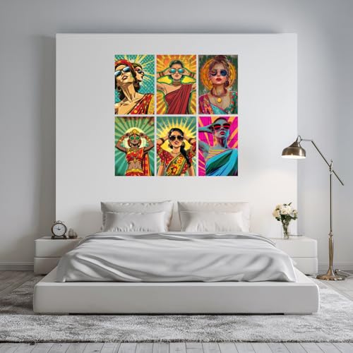 Image of SiddArtify Pop Art Women in Sunglasses Art Print Set - 300GSM Board - 8x12 Inch - Pack of 6 Wall Room Decoration art Poster Prints