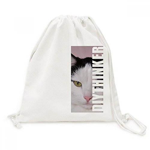 Sac de voyage Toile Drawstring Backpack Voyage Sacs Pet Animaux Cat Tuxedo