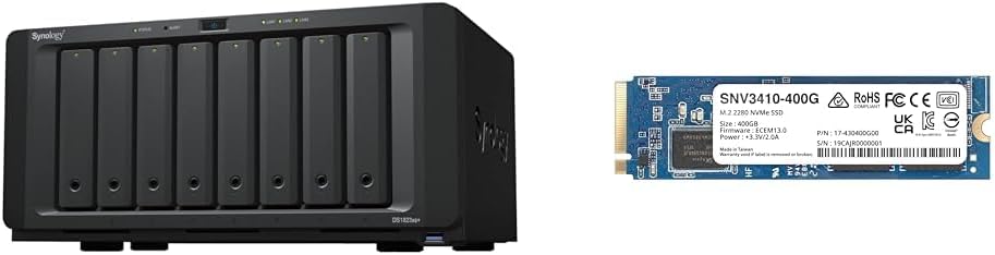 Synology 8-Bay DiskStation DS1823xs+ (Diskless) & M.2 2280 NVMe SSD SNV3410 400GB (SNV3410-400G)