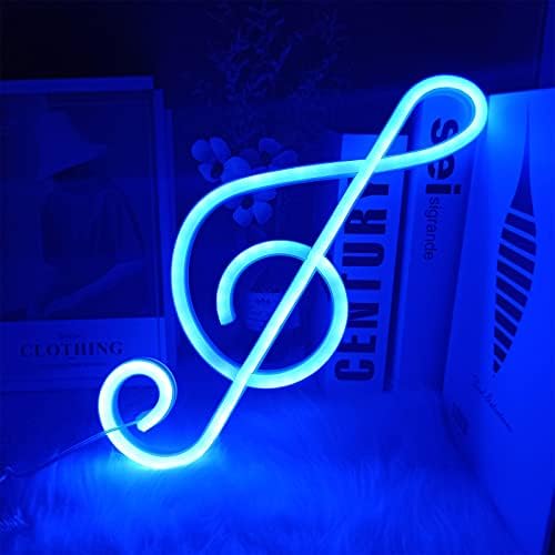 ENUOLI Music Note Neon Signs Blue Neon Lights for Wall Decor Led Night Lights Battery or USB Operated Neon Lights Light Up Signs Decor for Bedroom Living Room Christmas Wedding Party Bar (Blue)