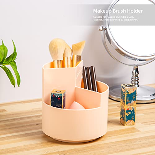Image of Desk Pencil Pen Holder, 3 Slots 360-Degree Spinning Organizers, Desktop Storage Stationery Supplies, Cute Cup Pot for Office, School, Art Supply, Kids - Pink