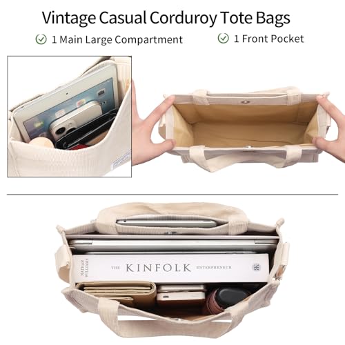Sac fourre-tout en velours côtelé souple et résistant au design hobo chic