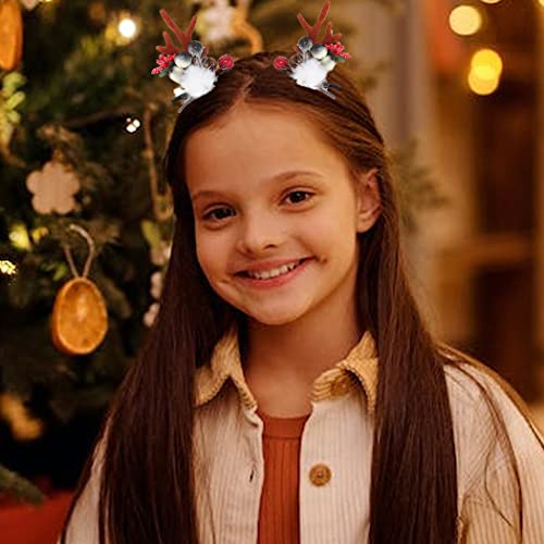 Brinie Christmas Hair Clip Reindeer Antlers Ears Hair Barrettes Deer Horn Hairpins Cute Christmas Head Wear Berry Hair Pins Christmas Supplies Holiday Parties Favors Hair Accessories For Women And Girls (2 Pcs) (Type B) #TOP5
