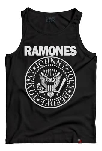 Camiseta Regata Ramones Logo Banda Rock Anos 80 Clássicos Tamanho:G;Cor:Preto