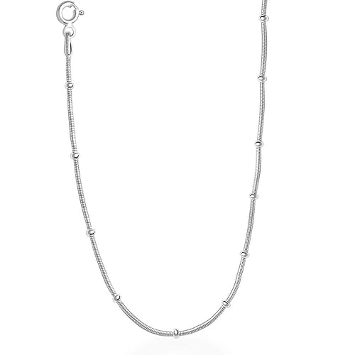 925 Sterling Silver Ball Beaded Compact Neck Chains For Girls | Long Silver Chains For Women Stylish