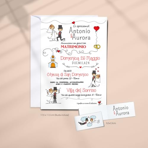 Partecipazioni Matrimonio “Wedding Sky Classic” - Set completi da 25-50 -100 (25)