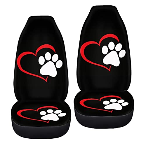 Instantarts Cute Heart Paw Car Seat Covers Front Seats Only High Back Stretch Vehicle Bucket Seat Cover Auto Protector Driver Seat Covers For Women #TOP3