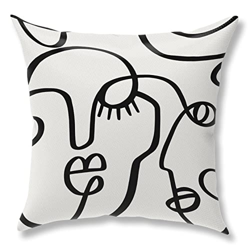 Zcyxuuw Minimalist Woman Face Line Art Throw Pillow Covers, Pillow Covers 18X18, Set Of 4 Abstract Face Line Pillowcase, Decorative Pillow Cushion Covers For Couch, Bed, Sofa, Car Seat, Bedroom, Home #TOP5