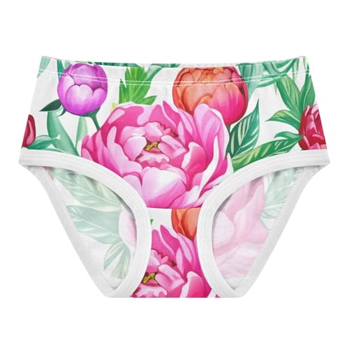 Girls Underwear Toddlers 2t Cotton Little Girl Panties Bright Briefs Kids Undies Painted Pink Peonies Leaves
