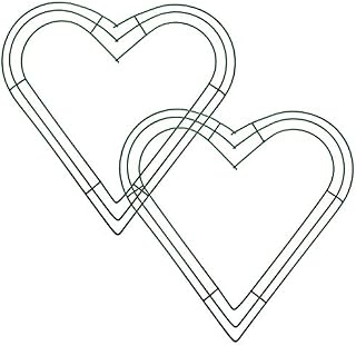 URATOT 2 Pack 12 Inch Heart Metal Wreath Frame Green Wire Flower Wreath Frames for Valentines Party Decoration