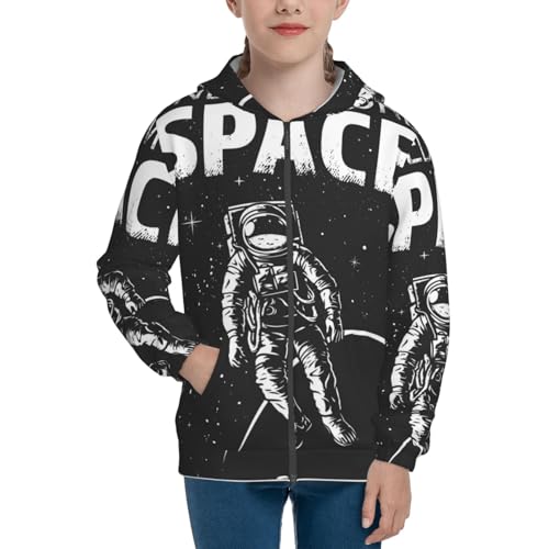 Astronaut at Spacewalk Kids Pullover Hoodies Boys Zip Up Sweatshirts Girls Athletic Clothes with Pocket3