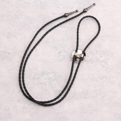 Image of GelConnie Bolo Tie for Men Women Western Cowboy Turquoise Leather Necktie | Natural Stone Bolo Tie Necklace for Women Rodeo Cowboy Leather Necktie Native American Western Cowgirl Ties Adjustable Cord