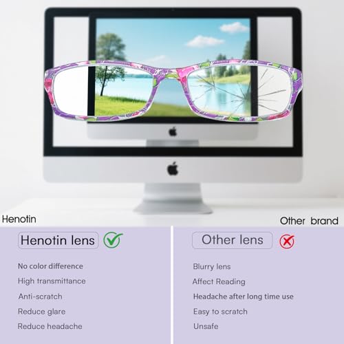 Image of Henotin 6-Pack Reading Glasses Blue Light Blocking Anti Eyestrain Computer Reading Glasses for Women and Men Readers (Mix Color-B, 1.25, Diopters)