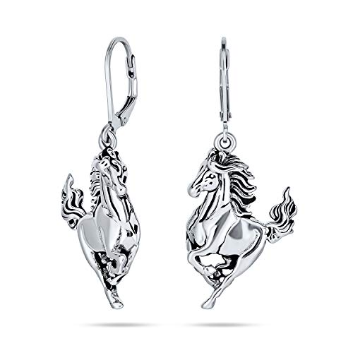 Cheval de galop boucles d'oreilles en argent sterling 925 premium