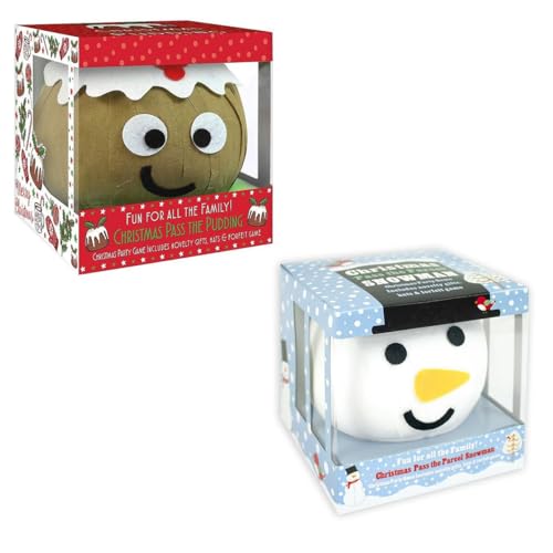 Image of YöL Set of 2 - Christmas Pass the Parcel Party Game – Snowman & Christmas Pudding Designs with Multi-Layer Surprises Toys – Fun Family Christmas Party Novelty