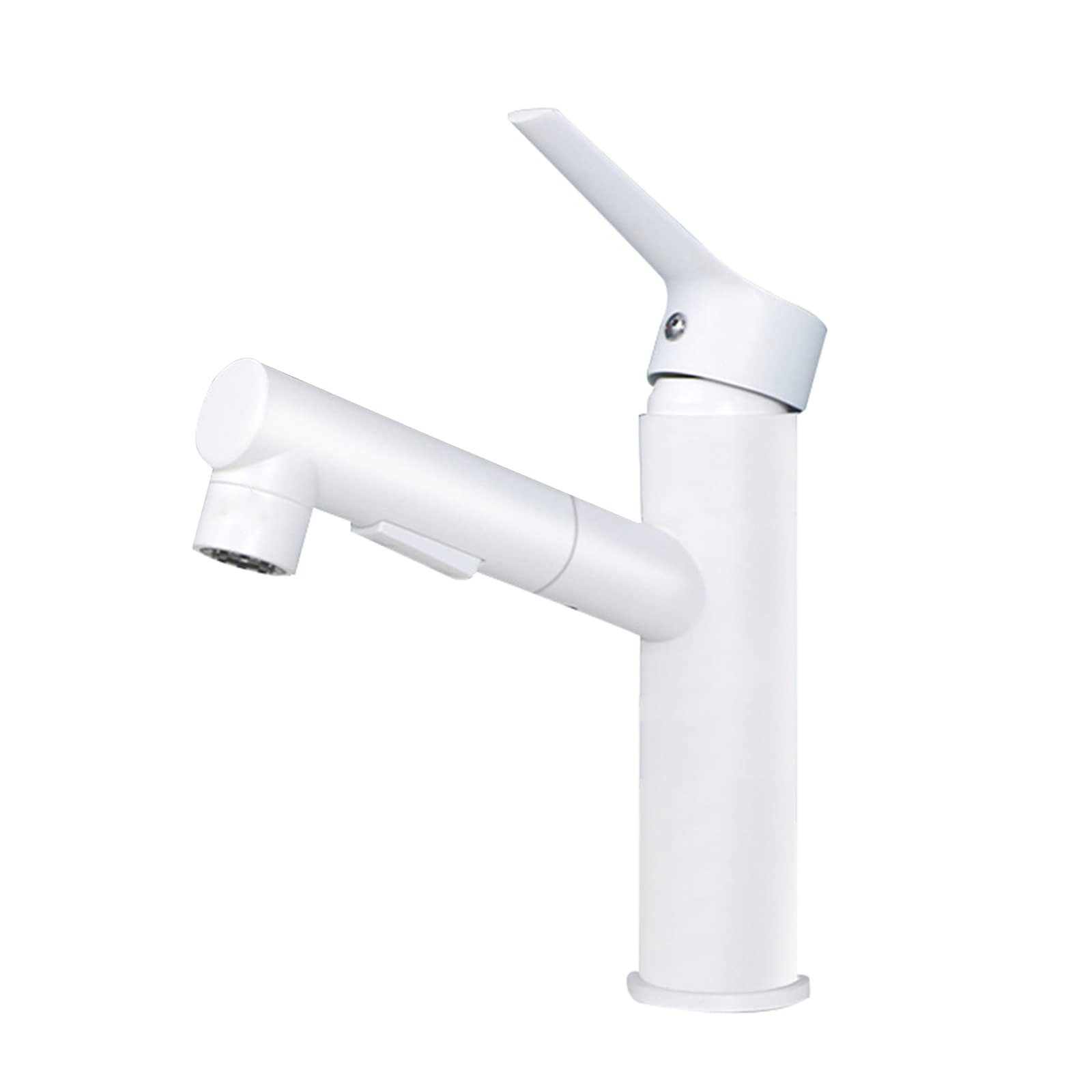 Mitigeur de lavabo blanc pivotant avec douchette extractible pour salle de bain