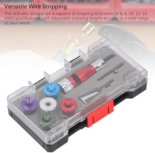 Sonew Electric Drill Wire Stripper Cable Stripping Tool Set for Solid Hard Wires 6 8 10 12 14 AWG