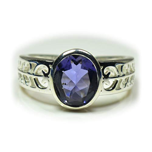 Iolite naturelle ovale sertie sur argent sterling 0.925 le cadeau mixte parfait à offrir