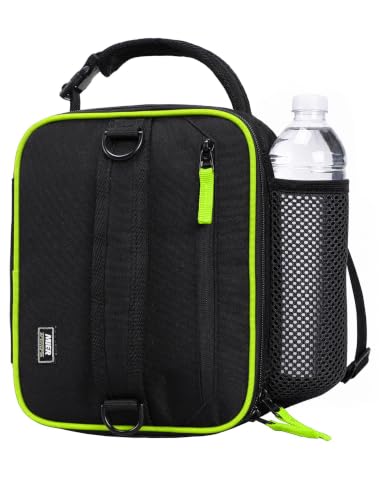 MIER Expandable Small Lunch Box for Men Women Kids Work School, Black/Green